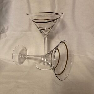 Pier 1 Martini Cocktail Cosmopolitan Drink Glass White Criss Cross Lines